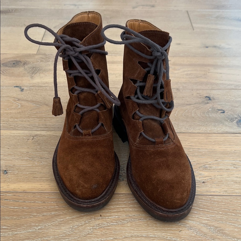 Ralph Lauren Brown Suede Lace-Up Ankle Boots